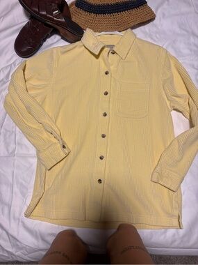 L.L Bean comfy Light Yellow Corduroy Button-Up Shirt